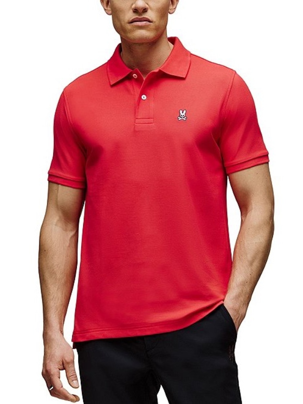 Psycho Bunny Men's Red Polo with Signature Bunny Patch